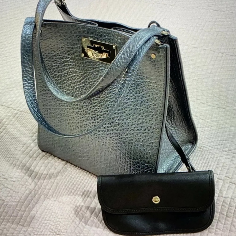 DKNY Large Silver/grey Pebble Leather Tote Bag